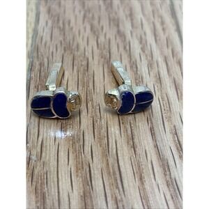 Gold‎ Tone Blue Enamel Scarab Beetle Cufflinks Mens Formal Wear Accessory